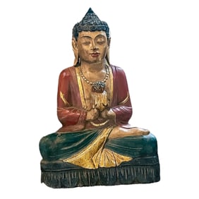 Wooden Buddha Statue 15h x 21w