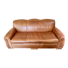 3-Seat Brown Leather Sofa