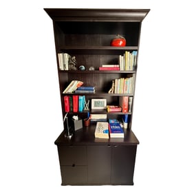 Tall Black Particle Board Bookshelf – 5-Tier Bookcase