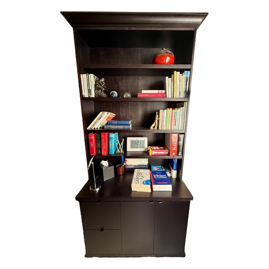 Tall Black Particle Board Bookshelf – 5-Tier Bookcase