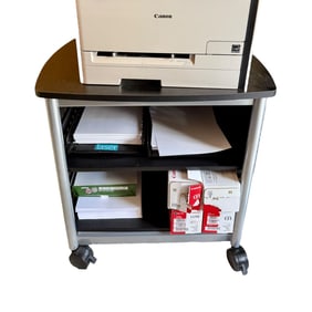 Black Printer Cart with Caster Wheels – 24W x 20D x 26H