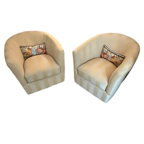 2pc Set of Yellow Swivel Armchairs – 30W x 35D x 31H