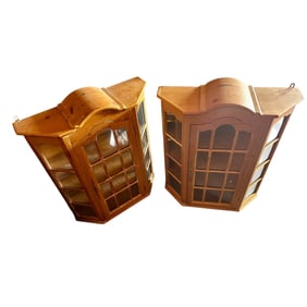 Pair of Vintage Pine Apothecary Wall Cabinets