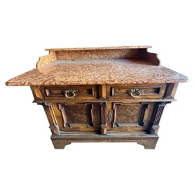 French Louis XV Dry Sink with Pink Marble