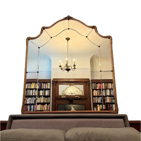 Antique Overmantle Mirror with Ornate Multicolor Frame