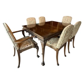 Chippendale Revival Mahogany Dining Table & 9 Chairs – 9-Piece Set