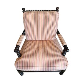 Block Shop Spindle Armchair Multicolor Striped Upholstery Living Room Chair