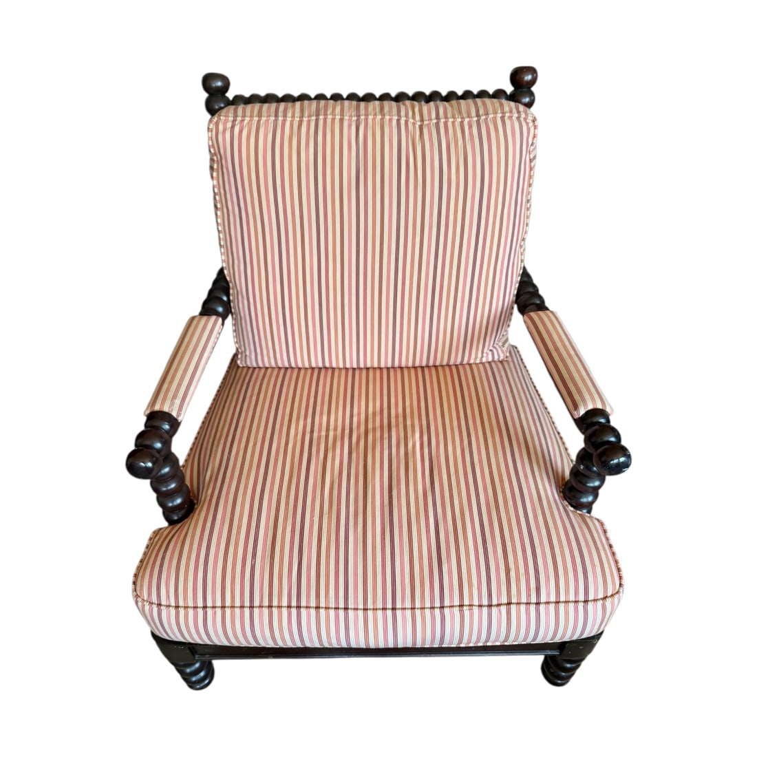 Block Shop Spindle Armchair Multicolor Striped Upholstery Living Room Chair (1 of 5)
