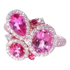 14k Rose gold Pink sapphire ring with Diamonds