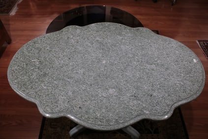Green Marble-Top Pedestal Table
