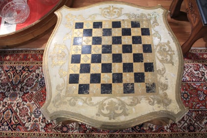 Florentine Painted Chessboard Game Table