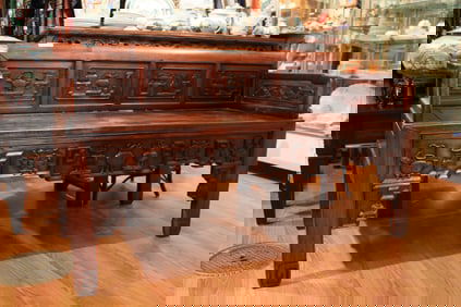 Antique 19th-Century Chinese Redwood Love Seat