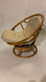 Papasan-Style Lounge Chair with Cushion