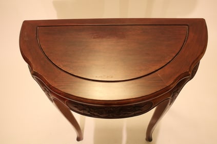 Chinese Carved Demi-Lune Console Table