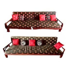 Set of 2 Rosewood Long Bench