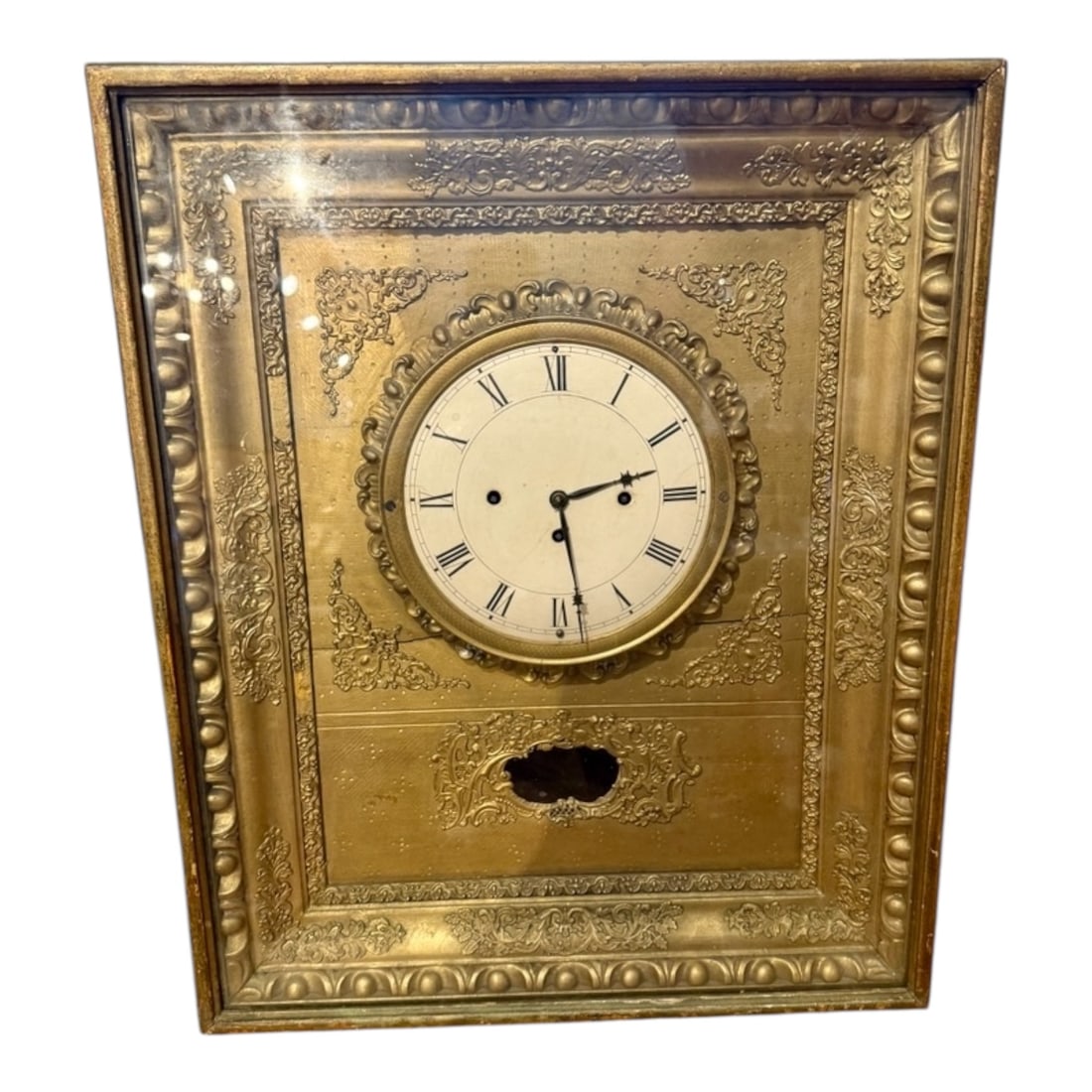 Antique Victorian Gilt Metal Wall Clock (1 of 5)