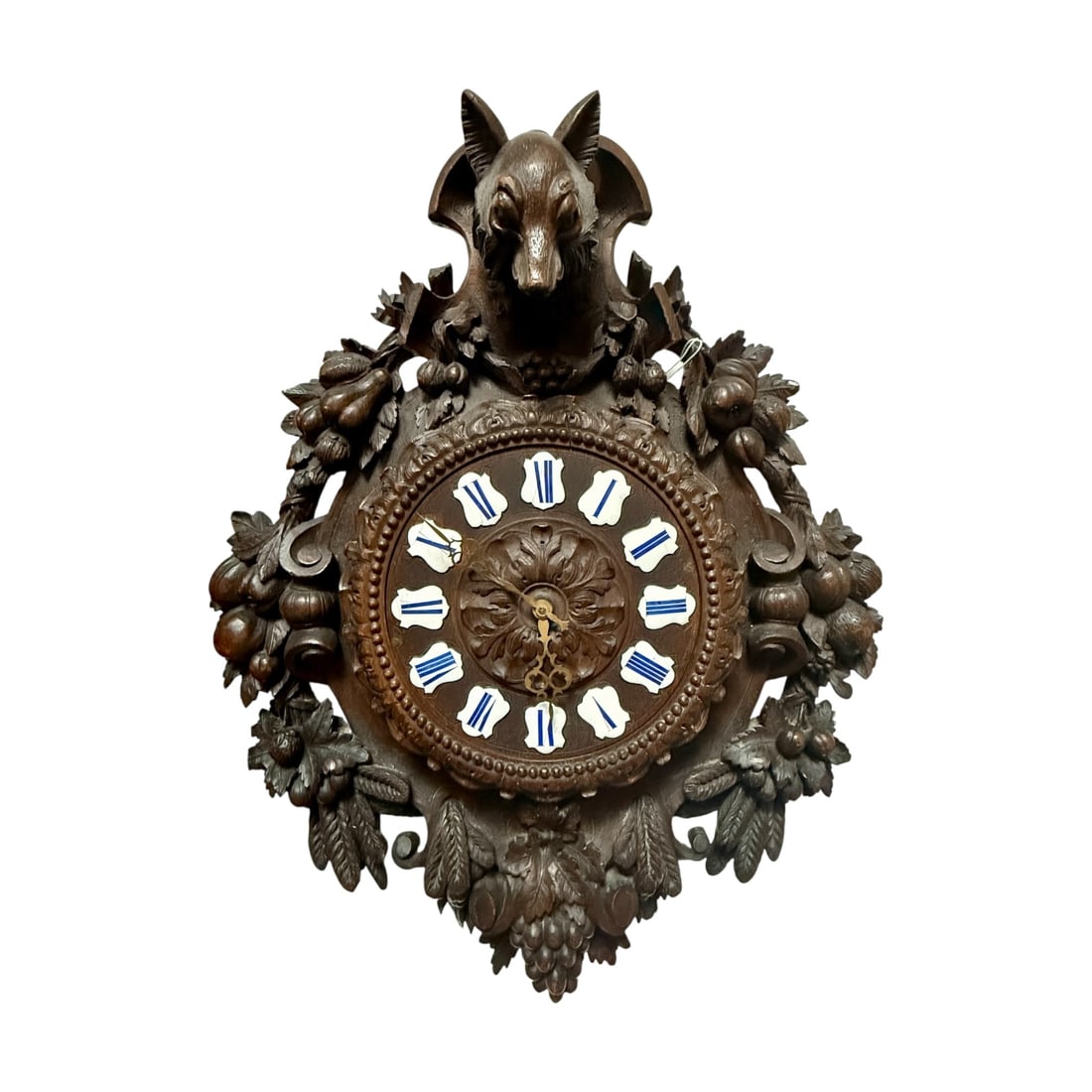 19th-century German Black Forest Carved Wall Clock (1 of 10)