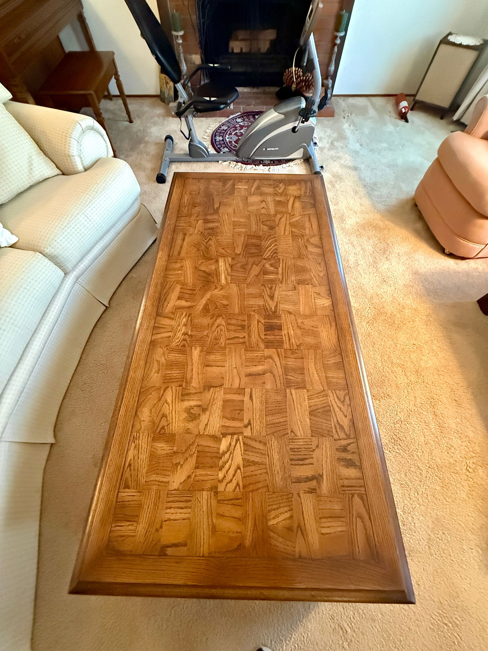 Rectangular Parquet Top Solid Wood Coffee Table - 2