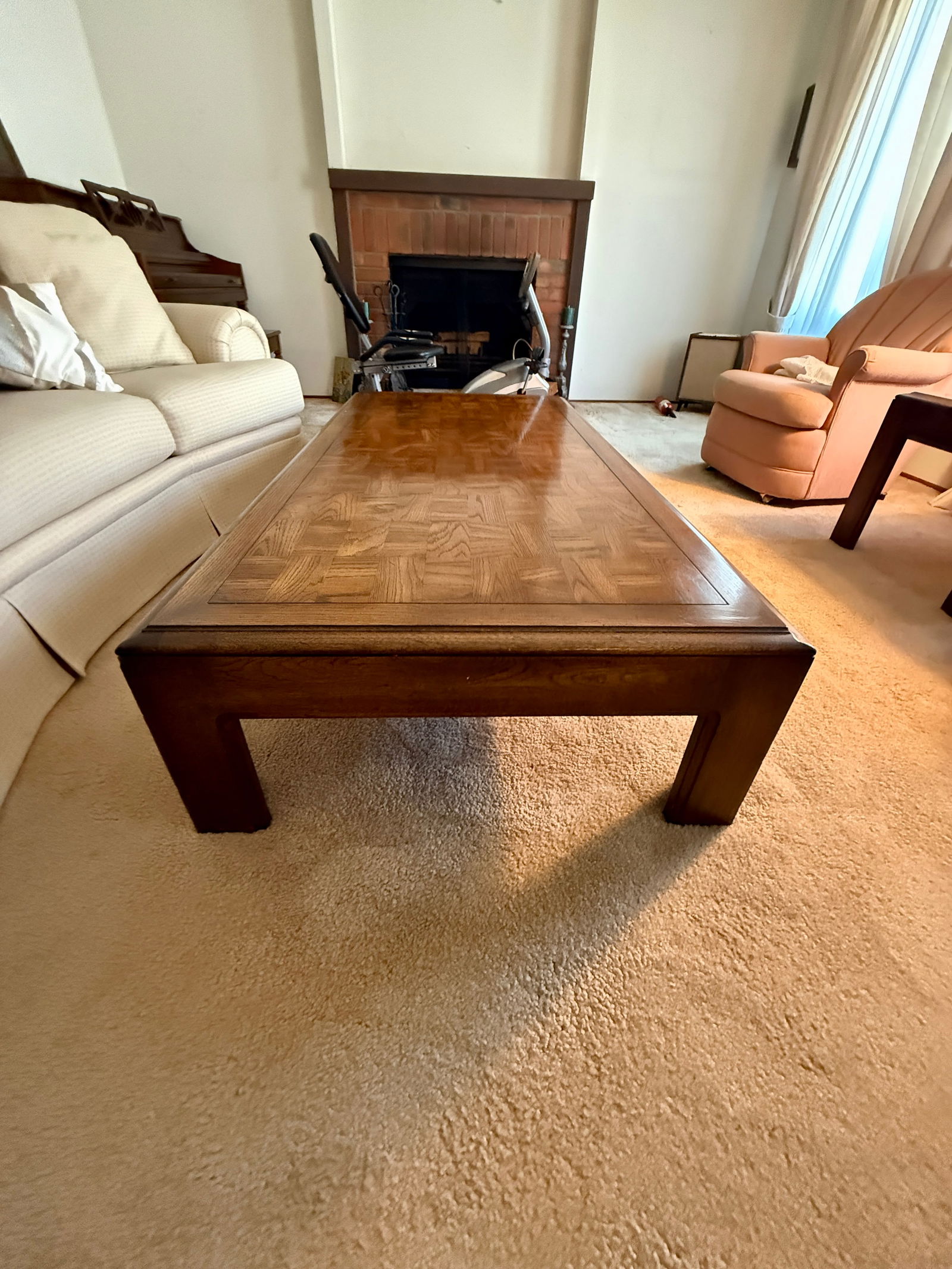 Rectangular Parquet Top Solid Wood Coffee Table - 4