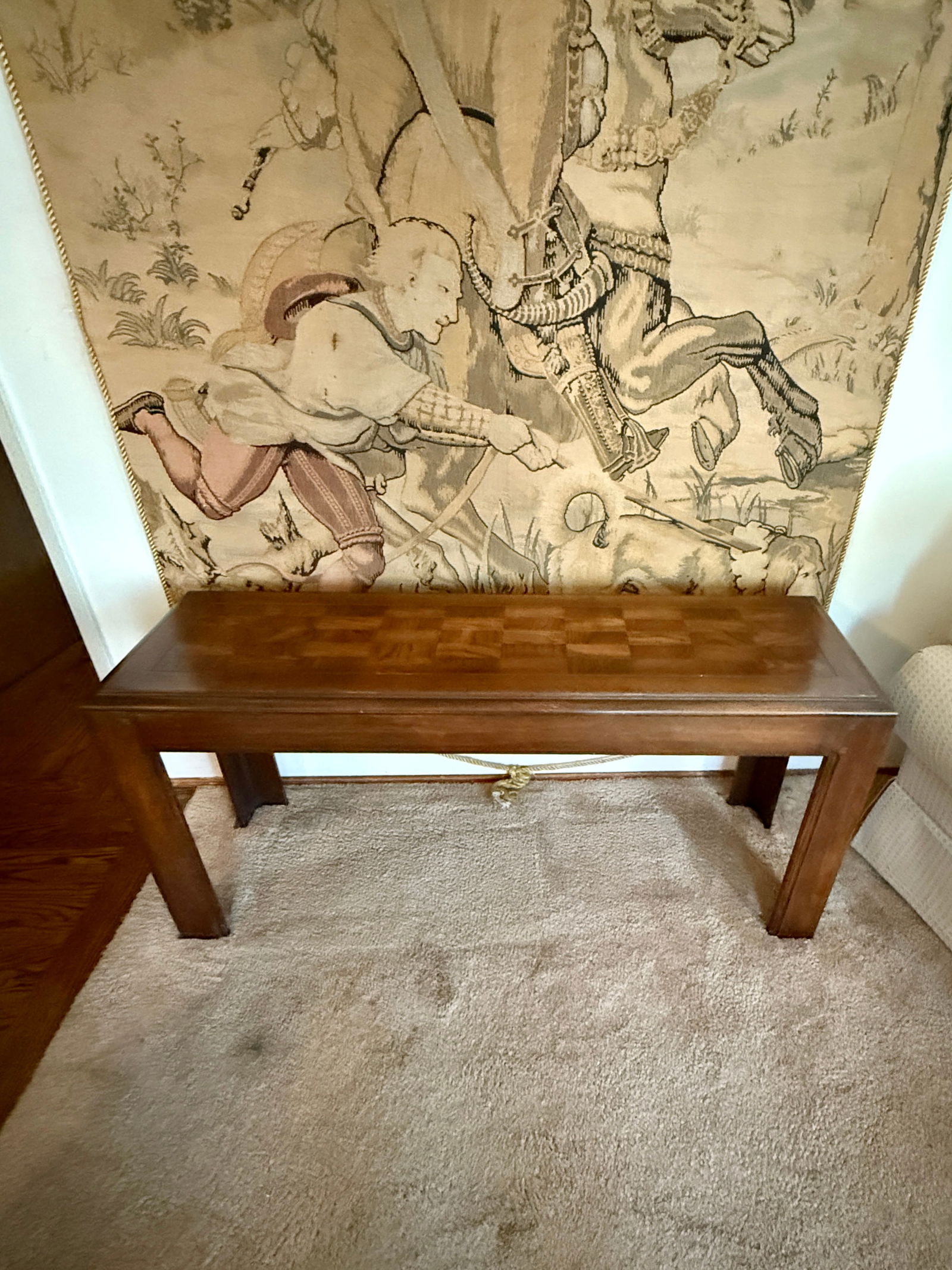 Parquet Top Solid Wood Console Table - 2