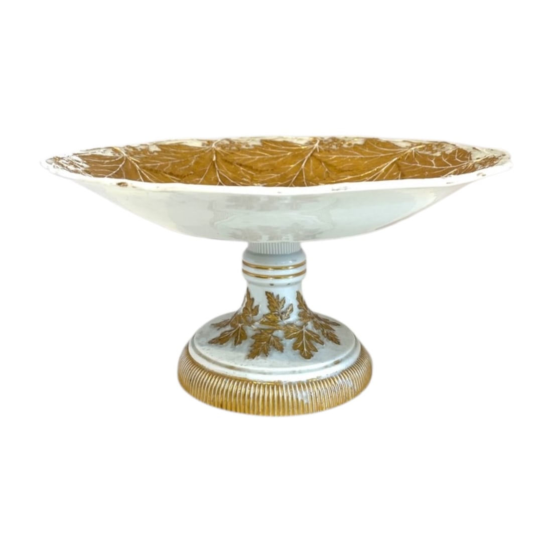 Gilt Leaf Porcelain Pedestal Compote (1 of 5)
