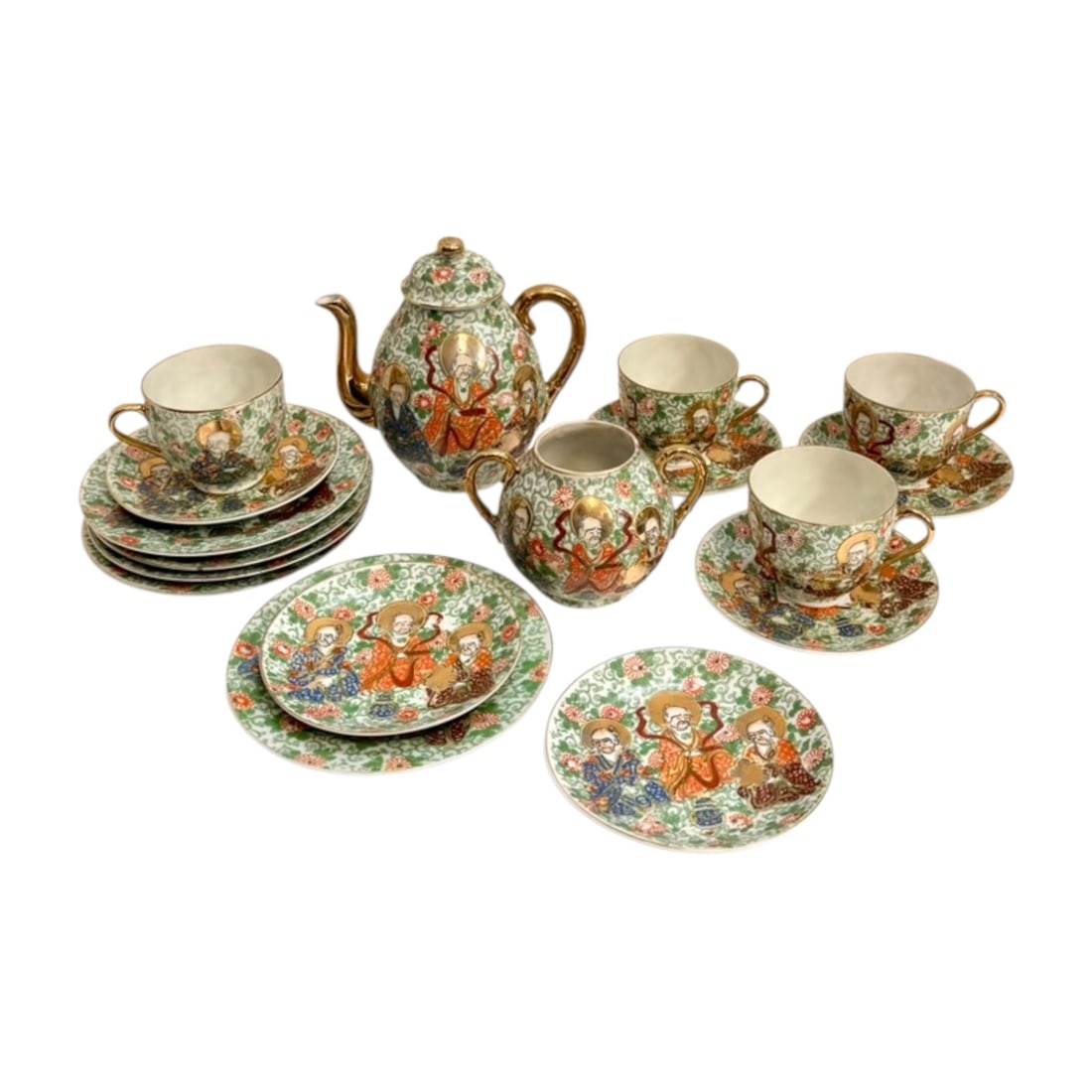Vintage Japanese Hand-Painted Moriage Tea Set with Gold Accents (1 of 9)