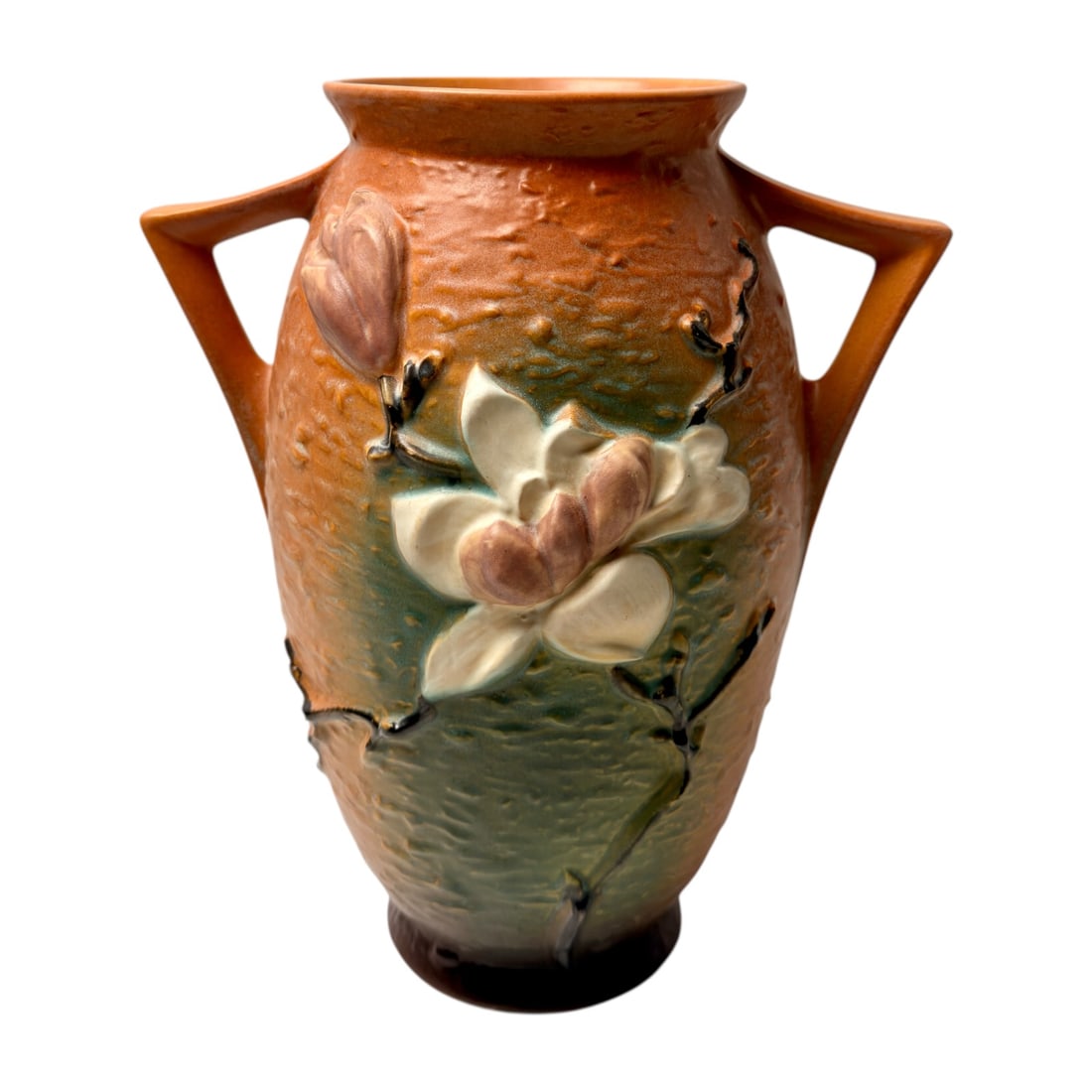 Vintage Roseville Pottery Magnolia Double-Handle Vase (1 of 9)