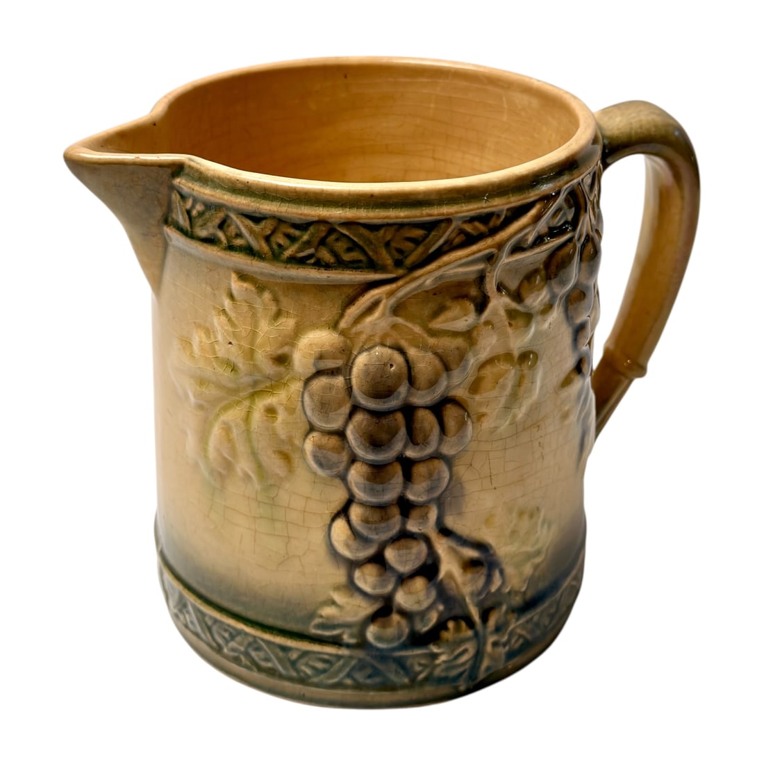 Vintage Majolica-Style Grape and Vine Ceramic Pitcher (1 of 8)