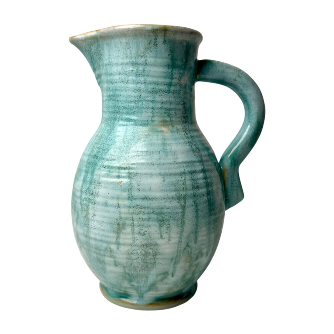 Vintage California Hand-Made Turquoise Glazed Studio Pottery Pitcher (1 of 8)