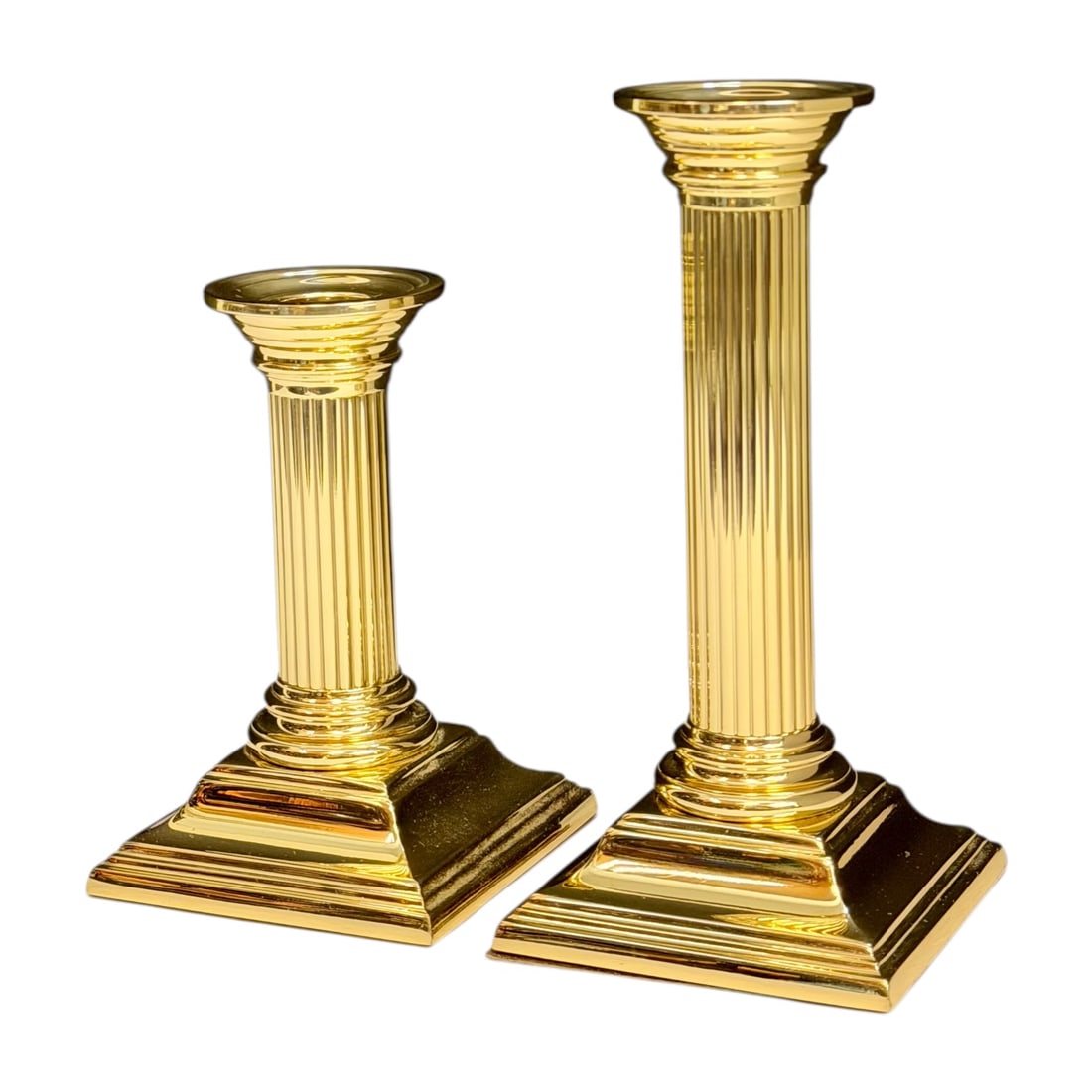 Pair Baldwin Brass Smithsonian Institution Fluted Column Candlesticks Taper Holders (1 of 4)