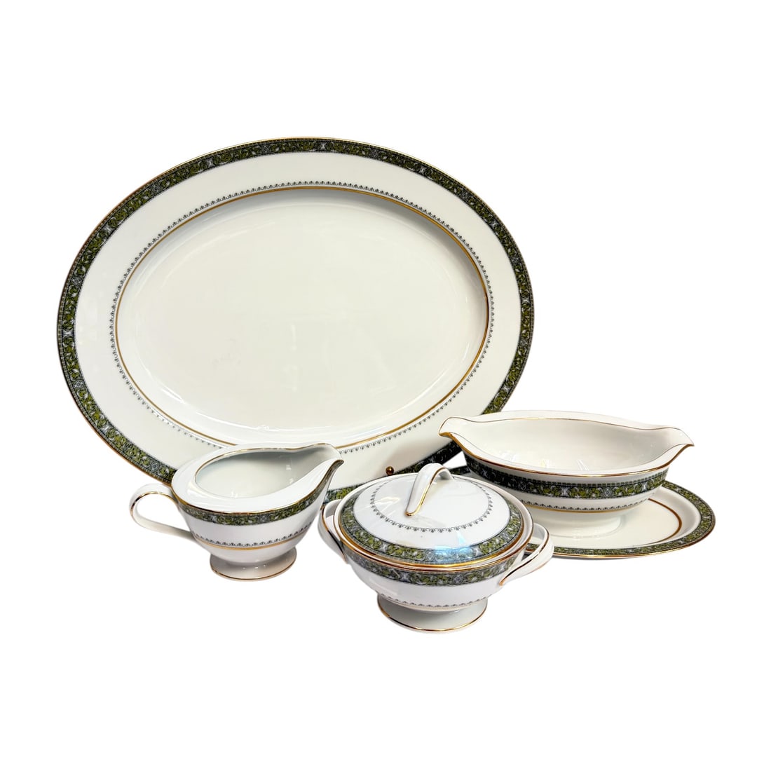 Noritake Thurston Serving Set Oval Platter Gravy Boat Creamer Sugar 6871 Japan China (1 of 6)