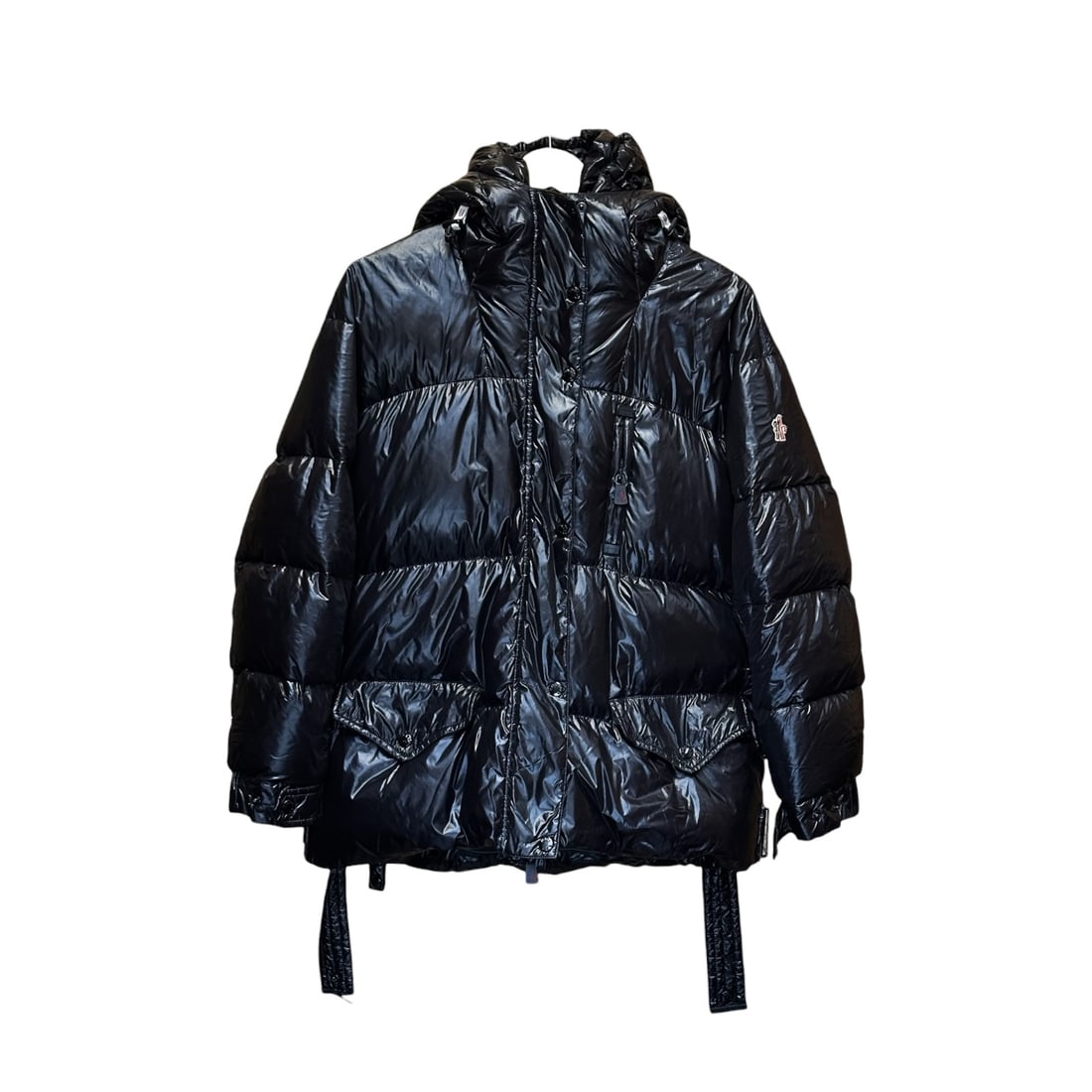 Moncler Grenoble Black Shiny Puffer Jacket Hooded Down Winter Coat Mens (1 of 5)