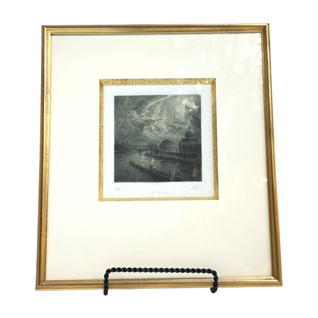 Jean-Michel Noirel La Peniche Signed Aquatint Etching Paris River Seine Framed (1 of 9)