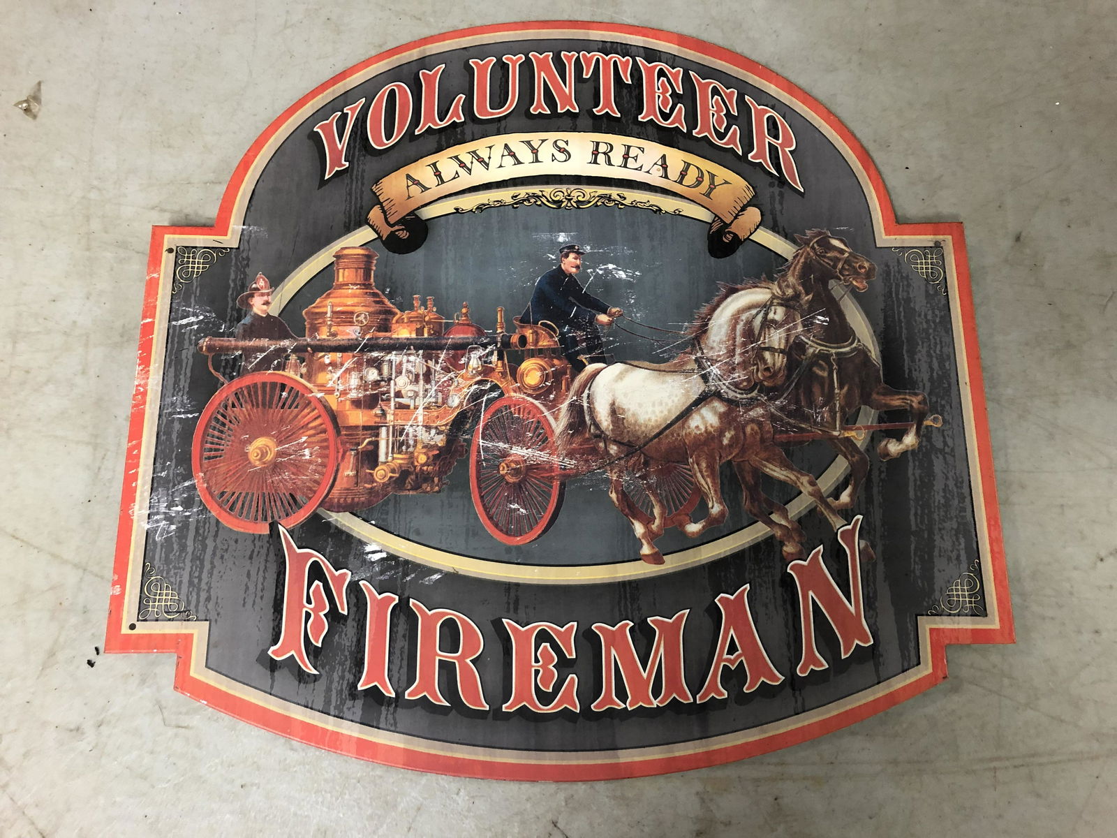 EMBOSSED FIRE PARKING ONLY SIGN - CARRIAGE VOLUNTEER (1 of 1)