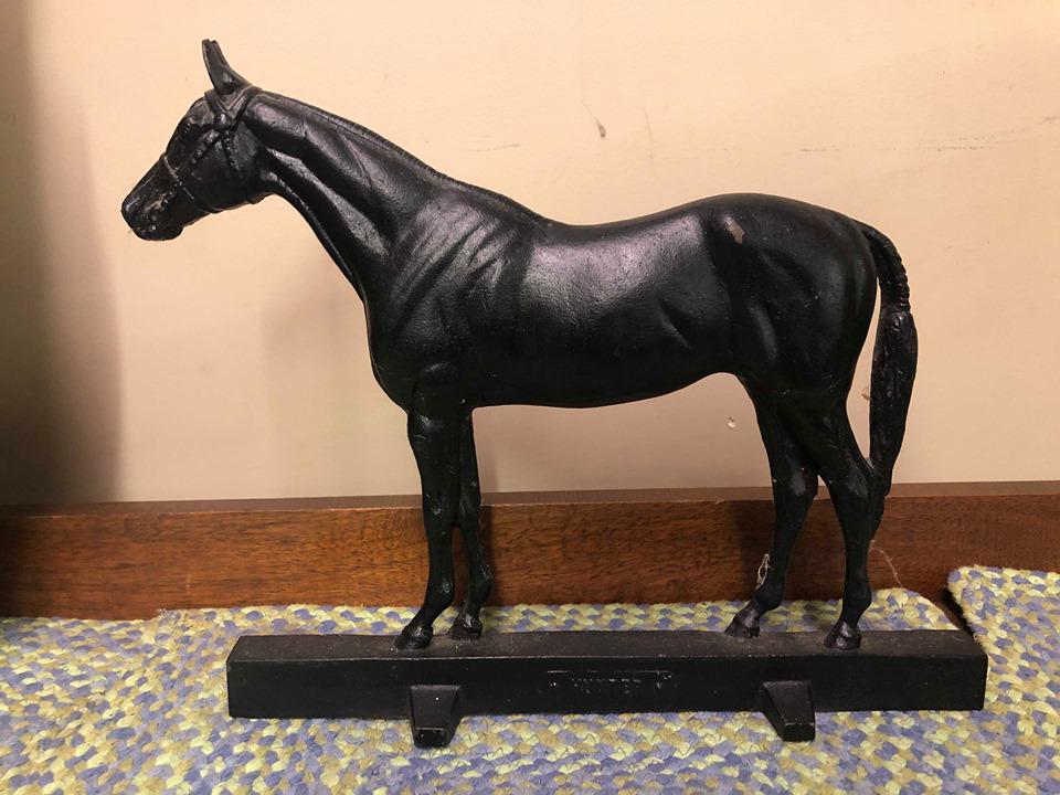 Cast iron horse door stop: Cast iron horse door stop by VA. Metalcrafters dated 1949 Approximately 10 inches tall