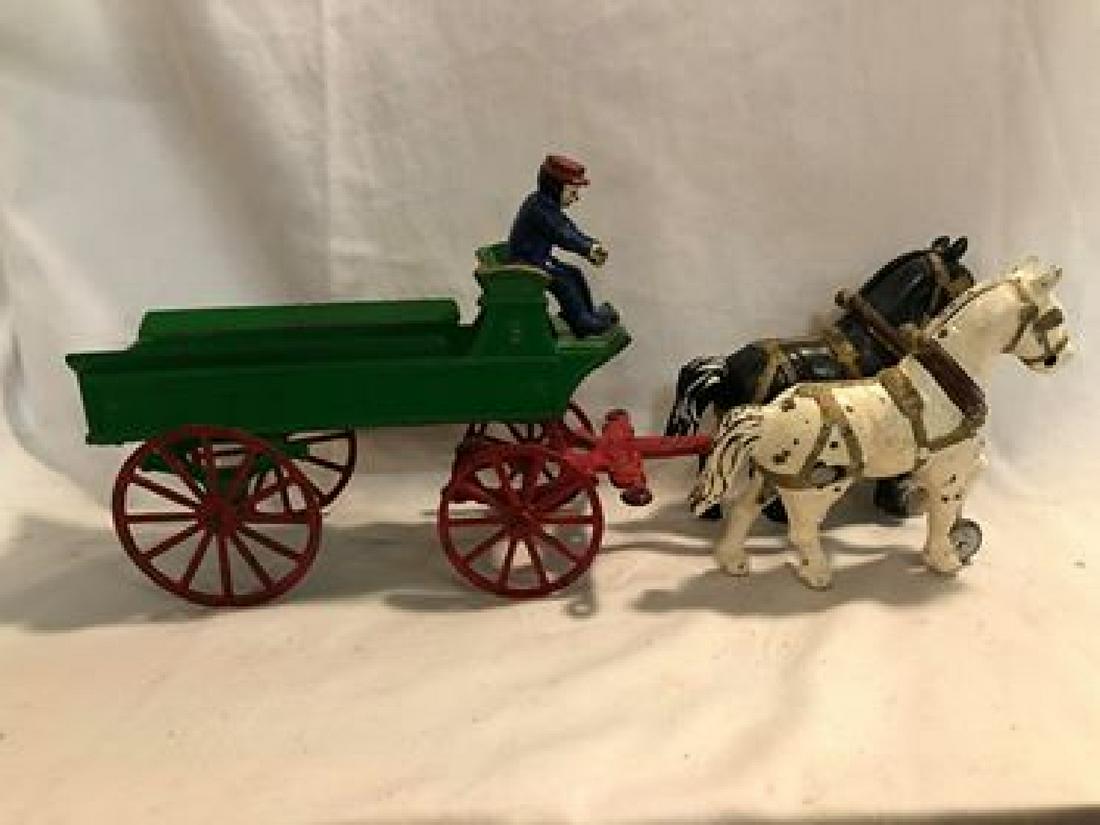 Ca. 1930 Cast Iron Wagon & Horse Team (1 of 3)
