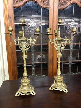 Pair of Heavy Brass Candlesticks (1 of 3)