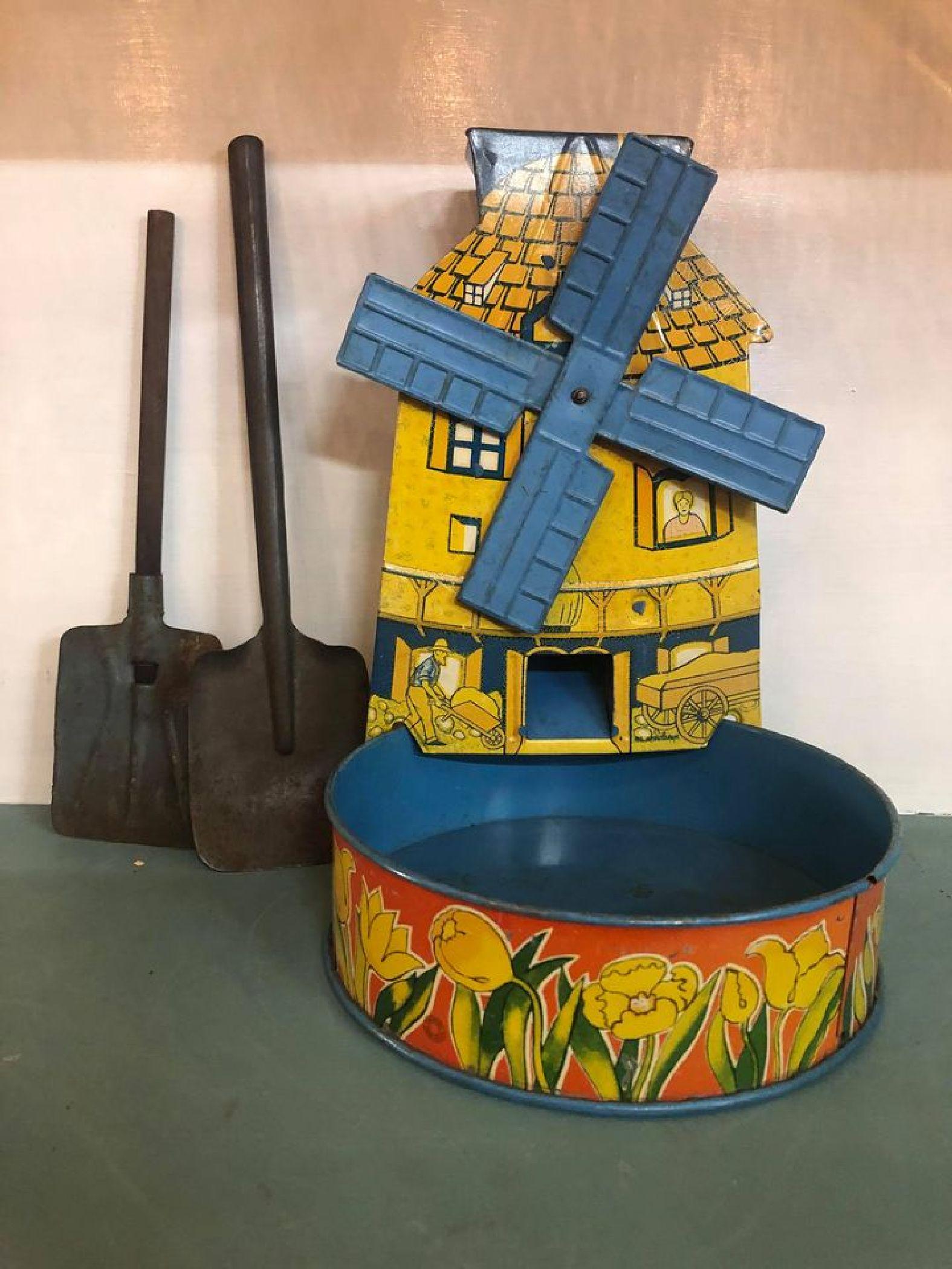 T. Conn. Made In U.S.A. Windmill Sand Toy With Shovels: T. Conn. Made In U.S.A. Windmill Sand Toy With Shovels