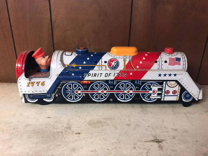 Tin Toy Train & Conductor Spirit Of 1776