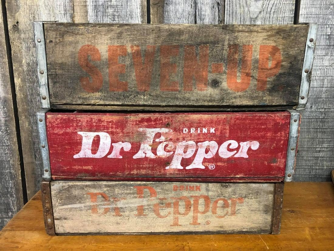 Seven Up & Dr. Pepper Wooden Bottle Crates: Seven Up & Dr. Pepper Wooden Bottle Crates