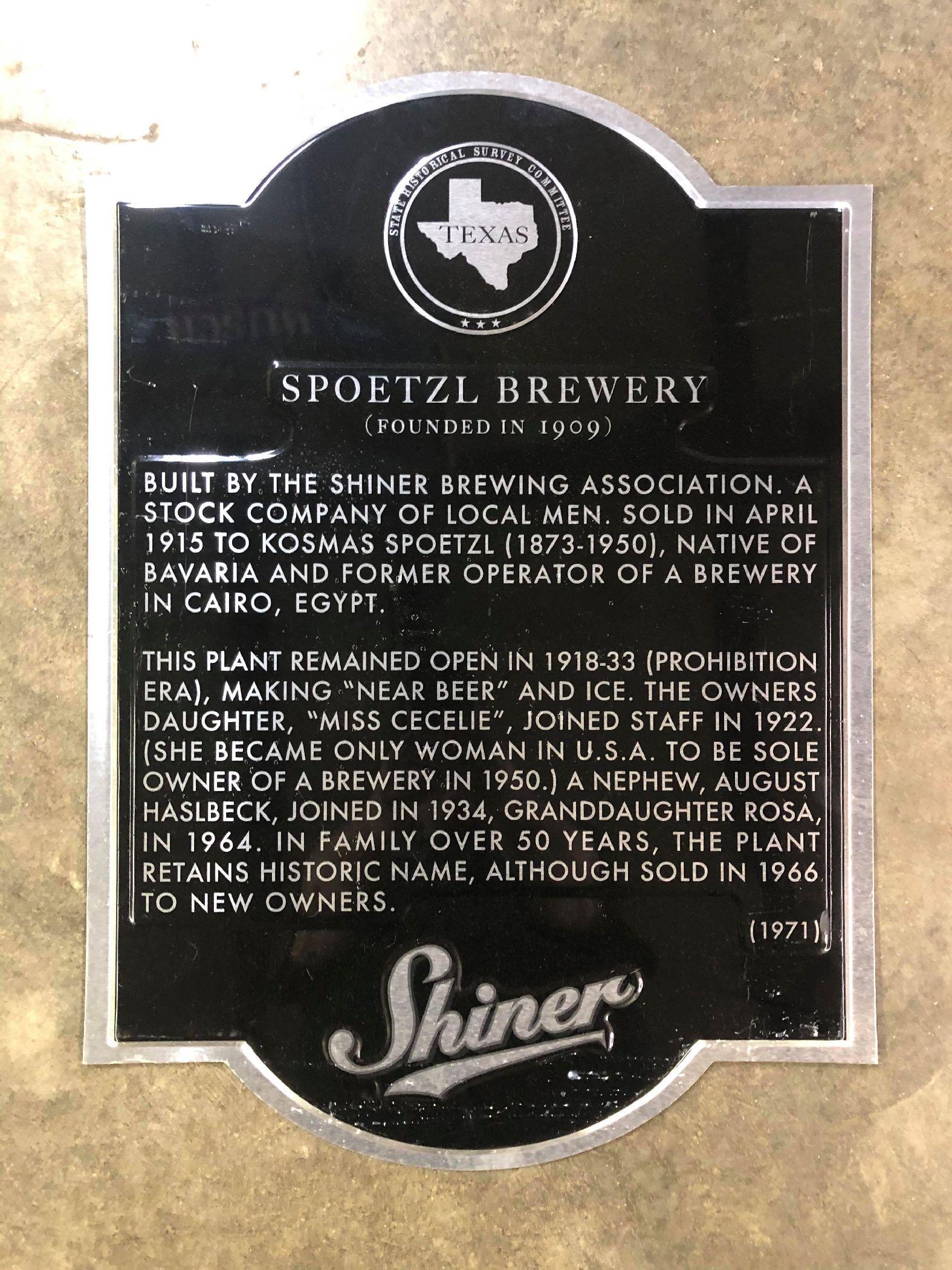 Texas Spoetzl Brewery Shiner Sign: Texas Spoetzl Brewery Shiner Sign