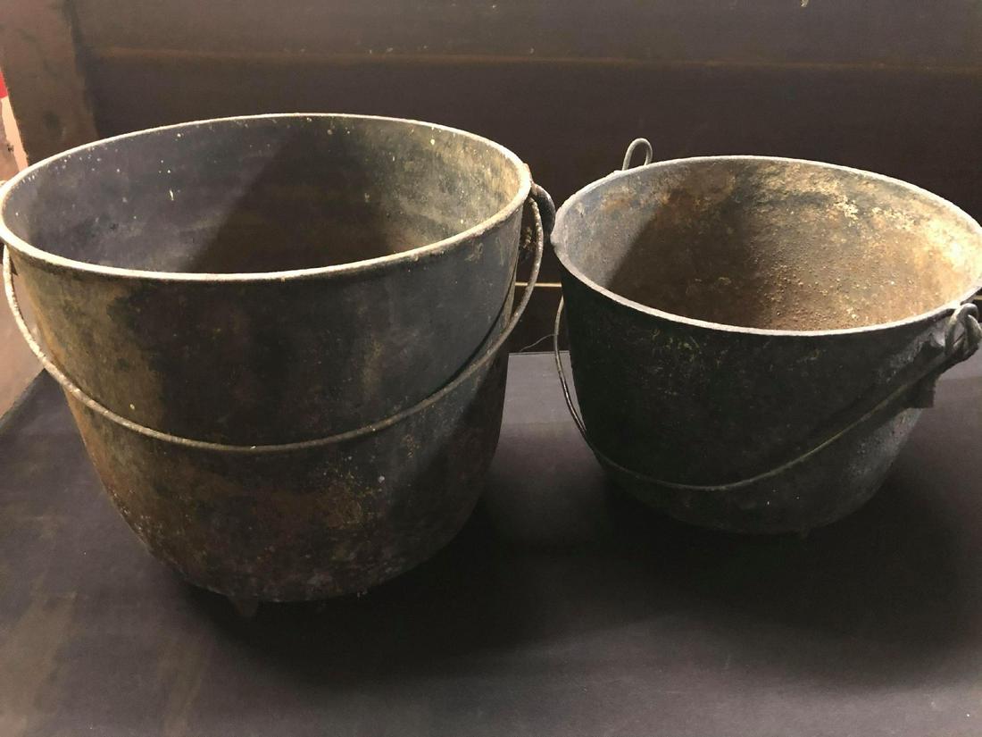 Pair Of Cast Iron Kettles: Pair Of Cast Iron Kettles