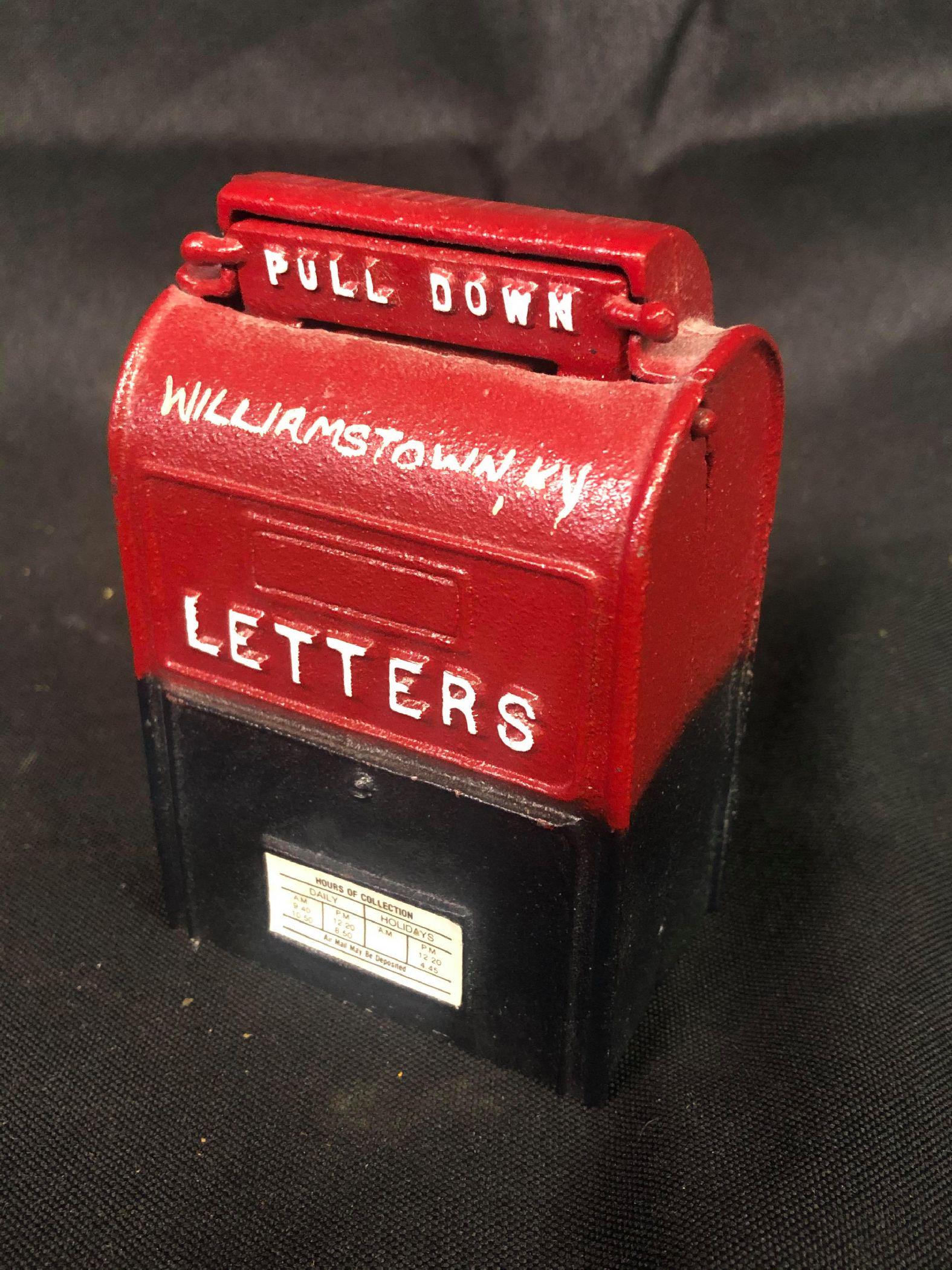 Cast Iron Mail Box Bank (Williamstown, KY,) (App. 5-6: Cast Iron Mail Box Bank (Williamstown, KY,) (App. 5-6 Inches)