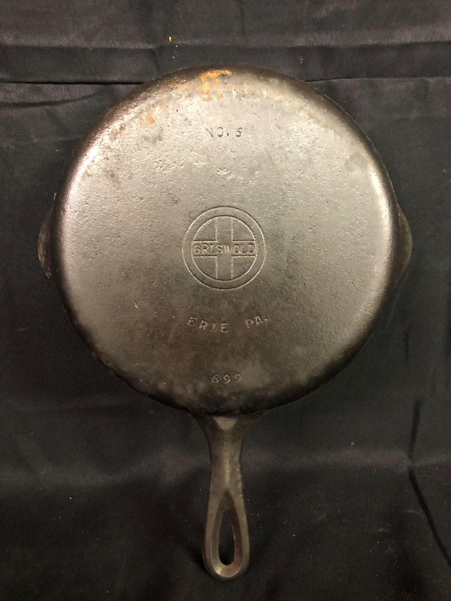 No. 6 Griswold Cast Iron Skillet 699 Erie, PA.: No. 6 Griswold Cast Iron Skillet 699 Erie, PA.