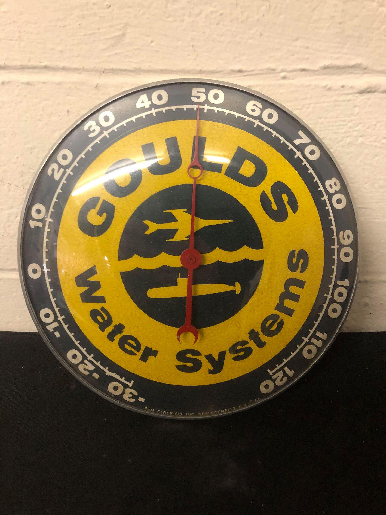 Pam Clock Company Inc. Vintage Gould's Water Systems: Pam Clock Company Inc. Vintage Gould's Water Systems Thermometer (12 Inch Diameter)