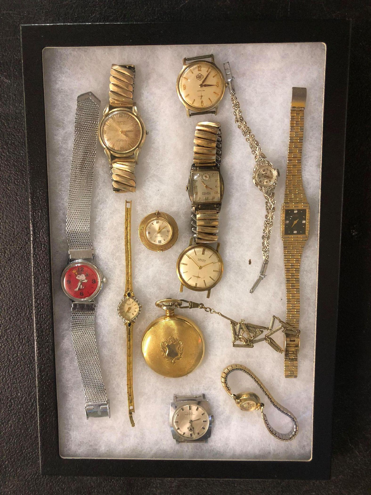 Collection Of Assorted Watches Including Bulova, Gruen,: Collection Of Assorted Watches Including Bulova, Gruen, Snoopy & More.