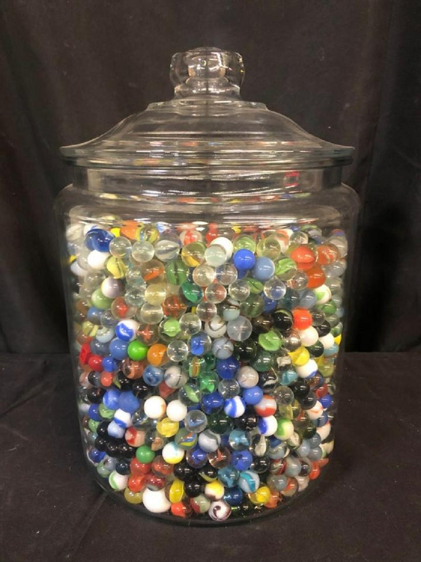Large Glass Jar Of Marbles (App. 18 Inches): Large Glass Jar Of Marbles (App. 18 Inches)