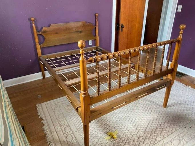 Antique Mixed Wood Rope Bed