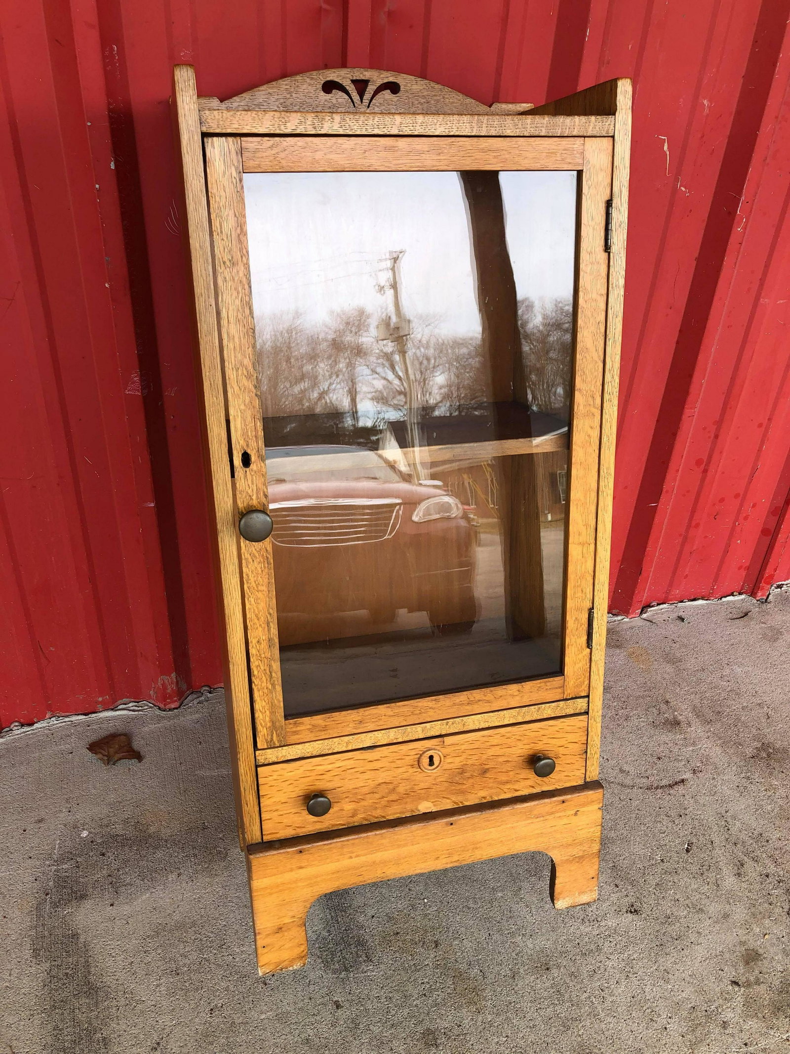 Antique Oak Apothecary Cabinet/Showcase: Antique Oak Apothecary Cabinet/Showcase