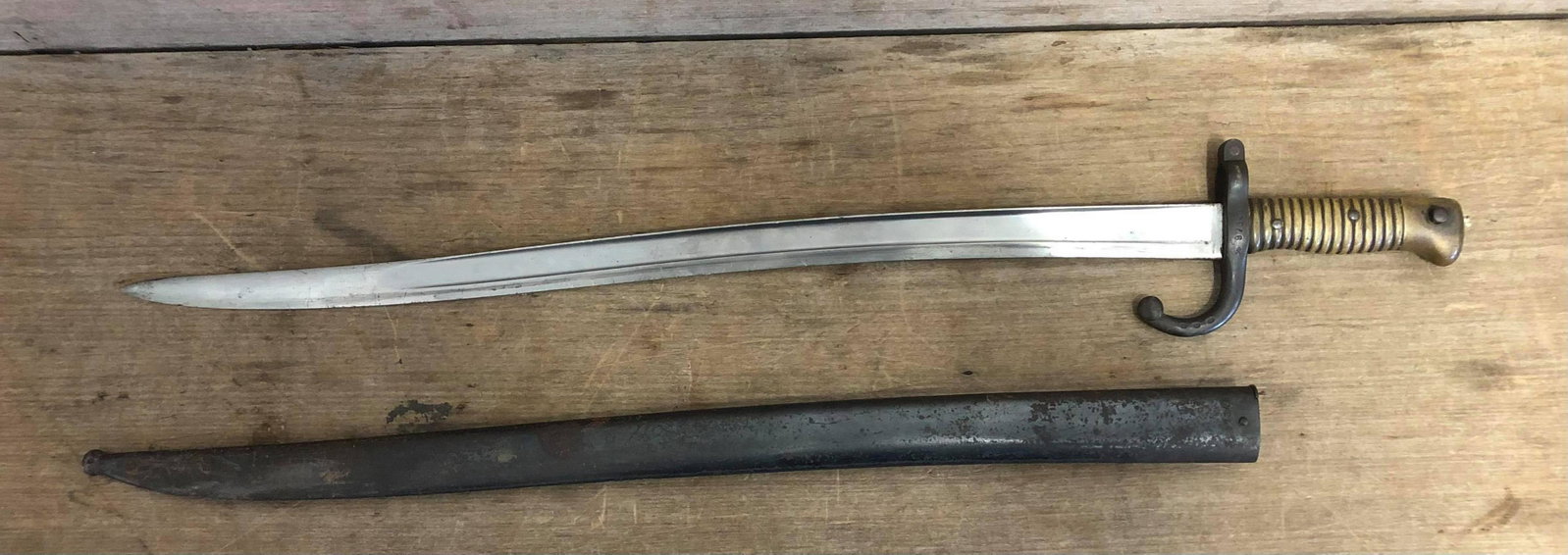 Bayonet Marked With Signature Dated 1871 & 97345: Bayonet Marked With Signature Dated 1871 & 97345 Hallmark M